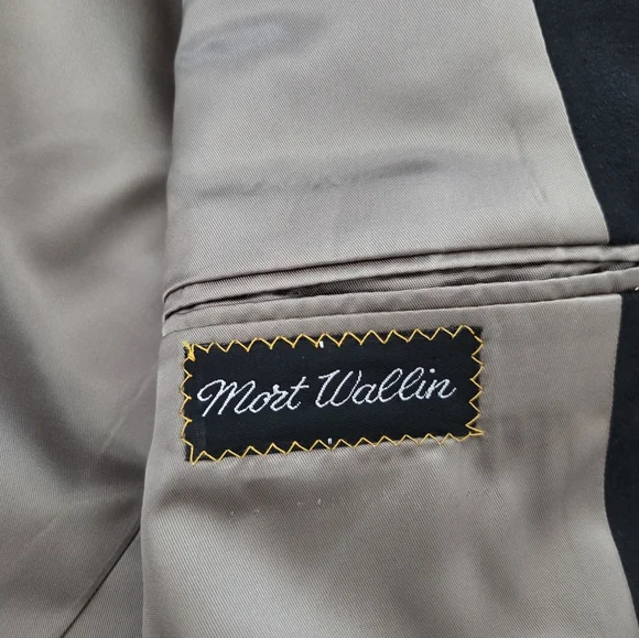 Vintage Lanvin Black Feather Suede Blazer Mort Wallin Mens 40R USA Made Luxury